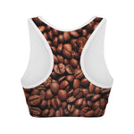 Coffee Beans Print Women's Sports Bra