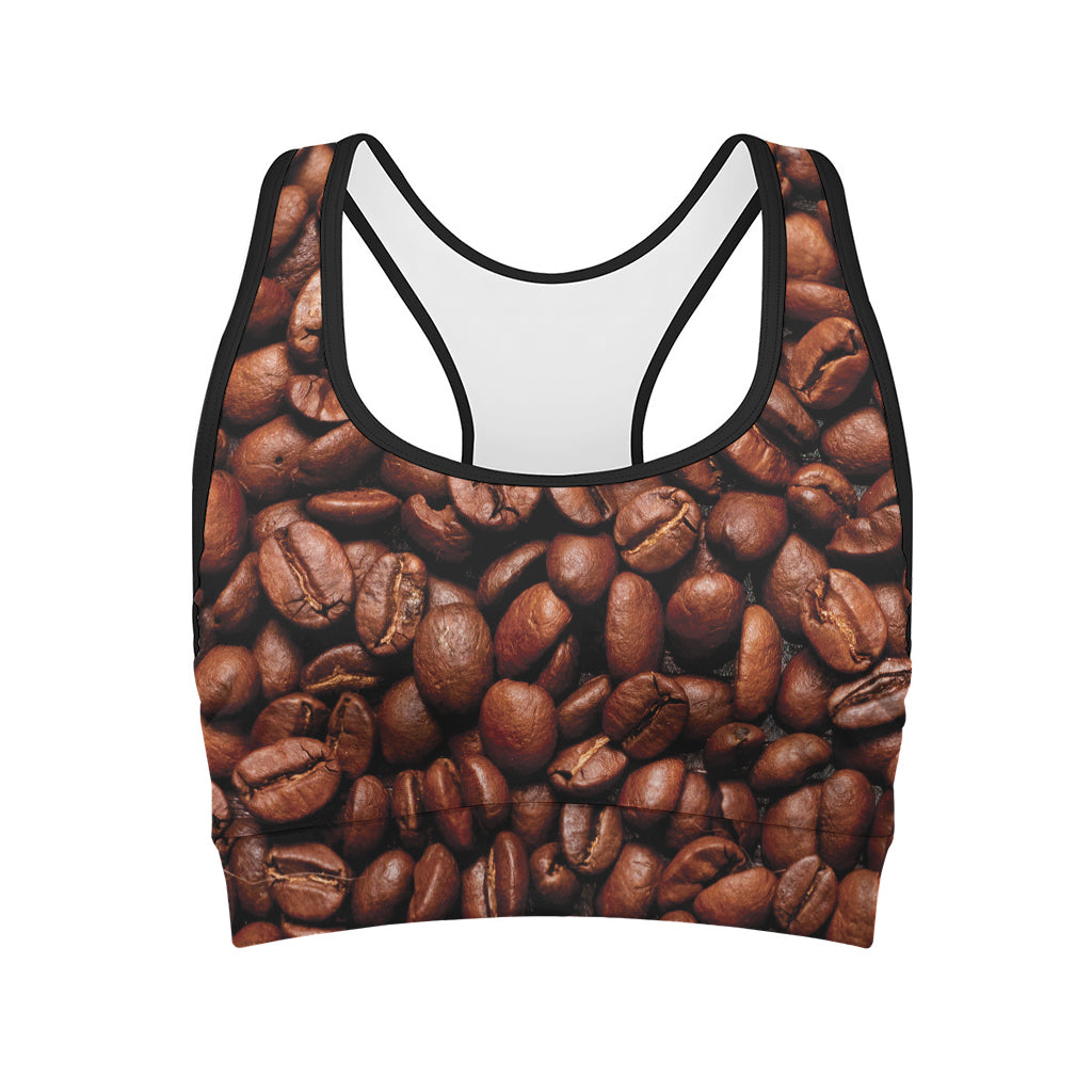 Coffee Beans Print Women's Sports Bra