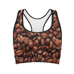 Coffee Beans Print Women's Sports Bra