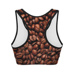 Coffee Beans Print Women's Sports Bra