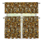 Coffee Drawing Pattern Print 3 Piece Kitchen Curtains