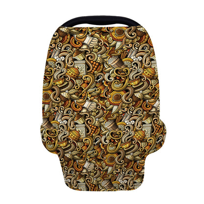 Coffee Drawing Pattern Print Baby Seat Cover
