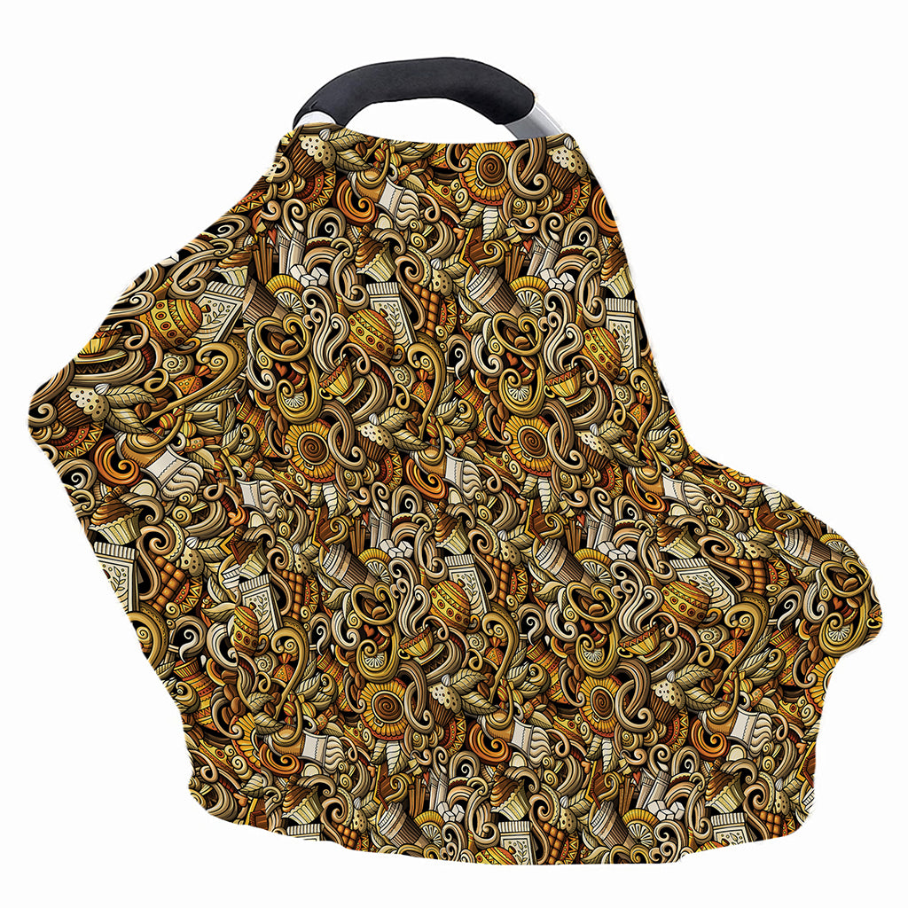 Coffee Drawing Pattern Print Baby Seat Cover