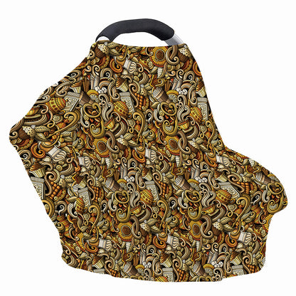 Coffee Drawing Pattern Print Baby Seat Cover