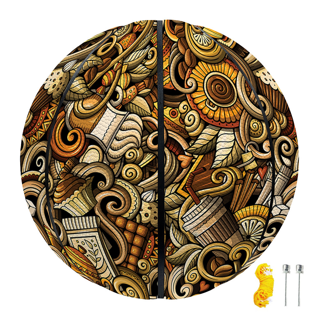 Coffee Drawing Pattern Print Basketball