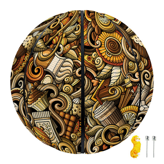 Coffee Drawing Pattern Print Basketball