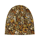 Coffee Drawing Pattern Print Beanie