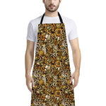 Coffee Drawing Pattern Print Bib Apron With Pocket