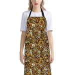 Coffee Drawing Pattern Print Bib Apron With Pocket