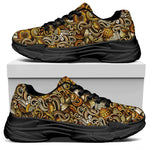 Coffee Drawing Pattern Print Black Chunky Shoes