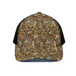Coffee Drawing Pattern Print Black Mesh Trucker Cap