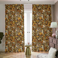 Coffee Drawing Pattern Print Dimout Pencil Pleat Curtains
