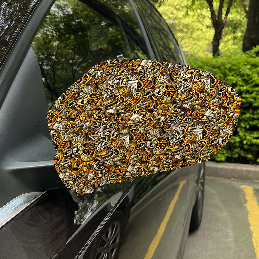 Coffee Drawing Pattern Print Car Side Mirror Covers