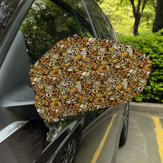 Coffee Drawing Pattern Print Car Side Mirror Covers