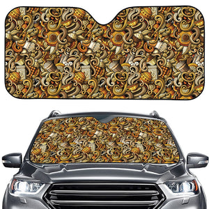 Coffee Drawing Pattern Print Car Windshield Sun Shade