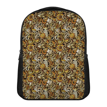 Coffee Drawing Pattern Print Casual Backpack