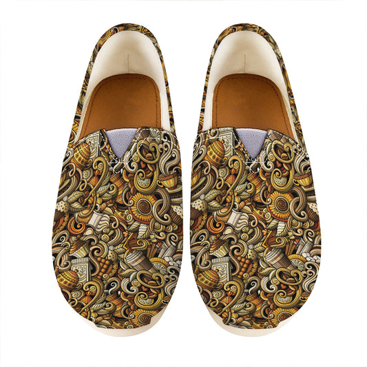 Coffee Drawing Pattern Print Casual Shoes