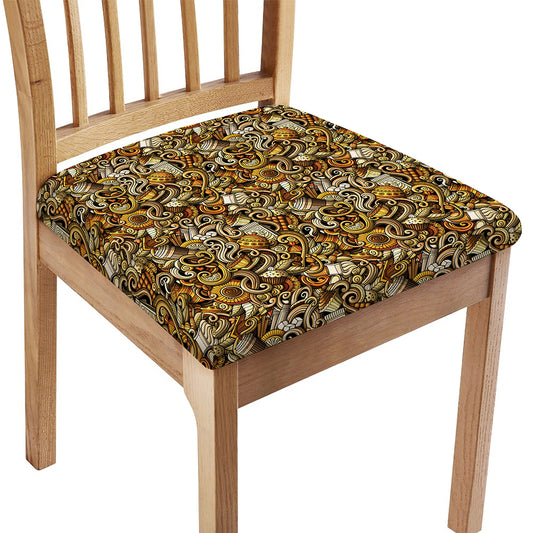 Coffee Drawing Pattern Print Chair Cushion Cover