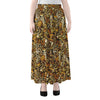 Coffee Drawing Pattern Print Chiffon Maxi Skirt