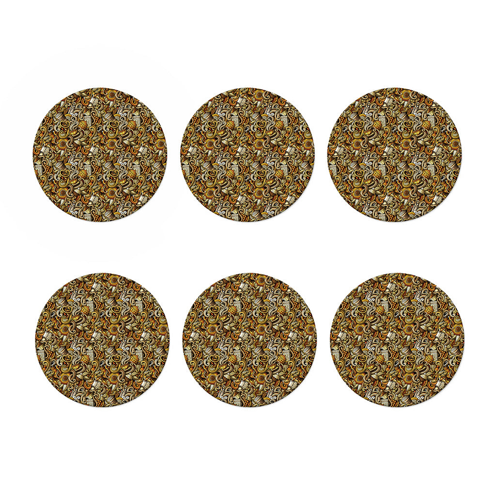 Coffee Drawing Pattern Print Coaster Set