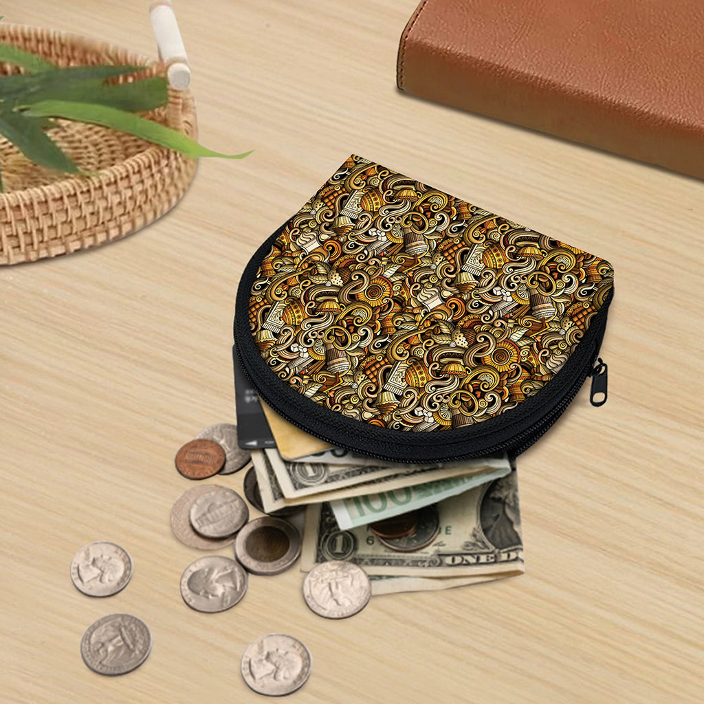Coffee Drawing Pattern Print Coin Purse