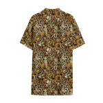 Coffee Drawing Pattern Print Cotton Hawaiian Shirt