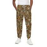 Coffee Drawing Pattern Print Cotton Pants