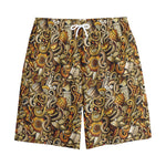 Coffee Drawing Pattern Print Cotton Shorts