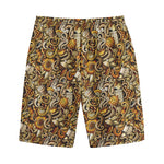 Coffee Drawing Pattern Print Cotton Shorts