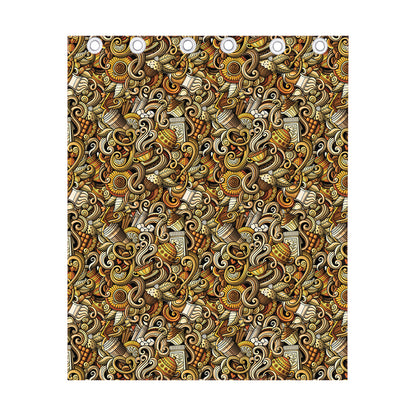 Coffee Drawing Pattern Print Curtain