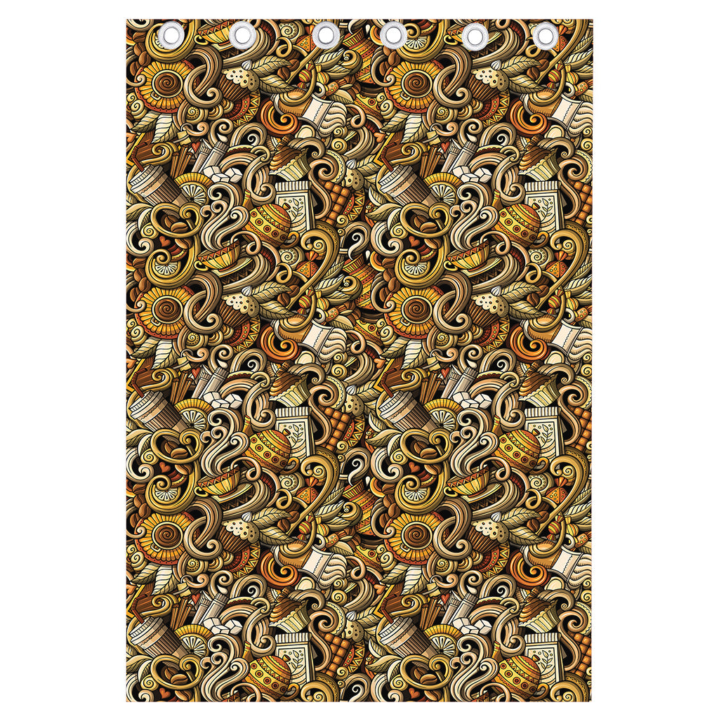 Coffee Drawing Pattern Print Curtain