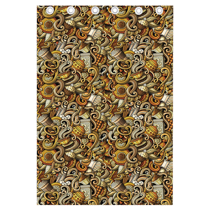 Coffee Drawing Pattern Print Curtain