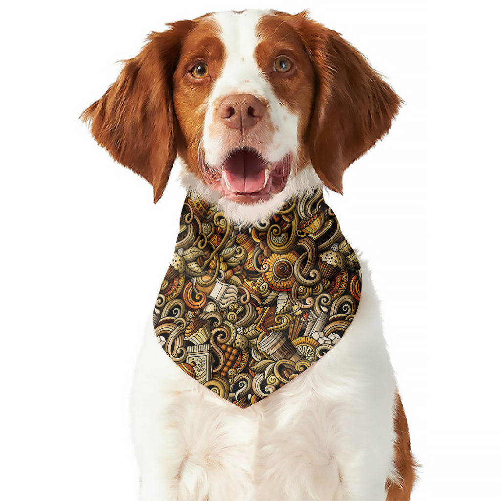 Coffee Drawing Pattern Print Dog Bandana
