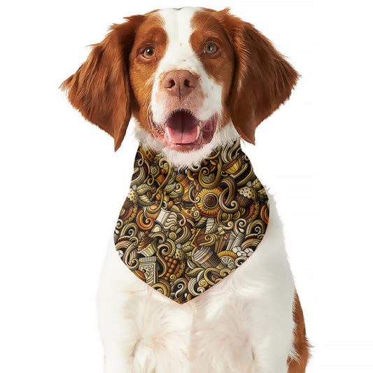 Coffee Drawing Pattern Print Dog Bandana