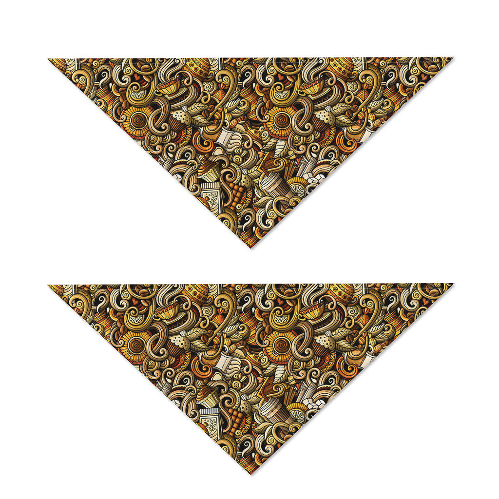 Coffee Drawing Pattern Print Dog Bandana
