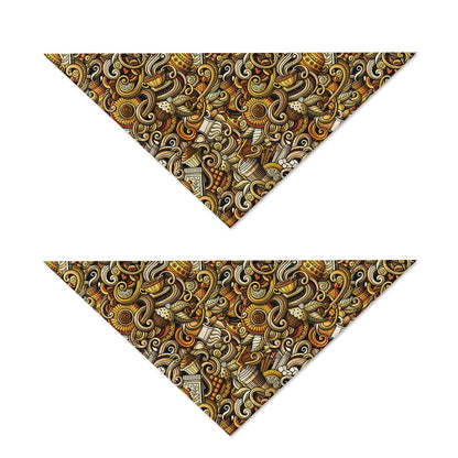 Coffee Drawing Pattern Print Dog Bandana