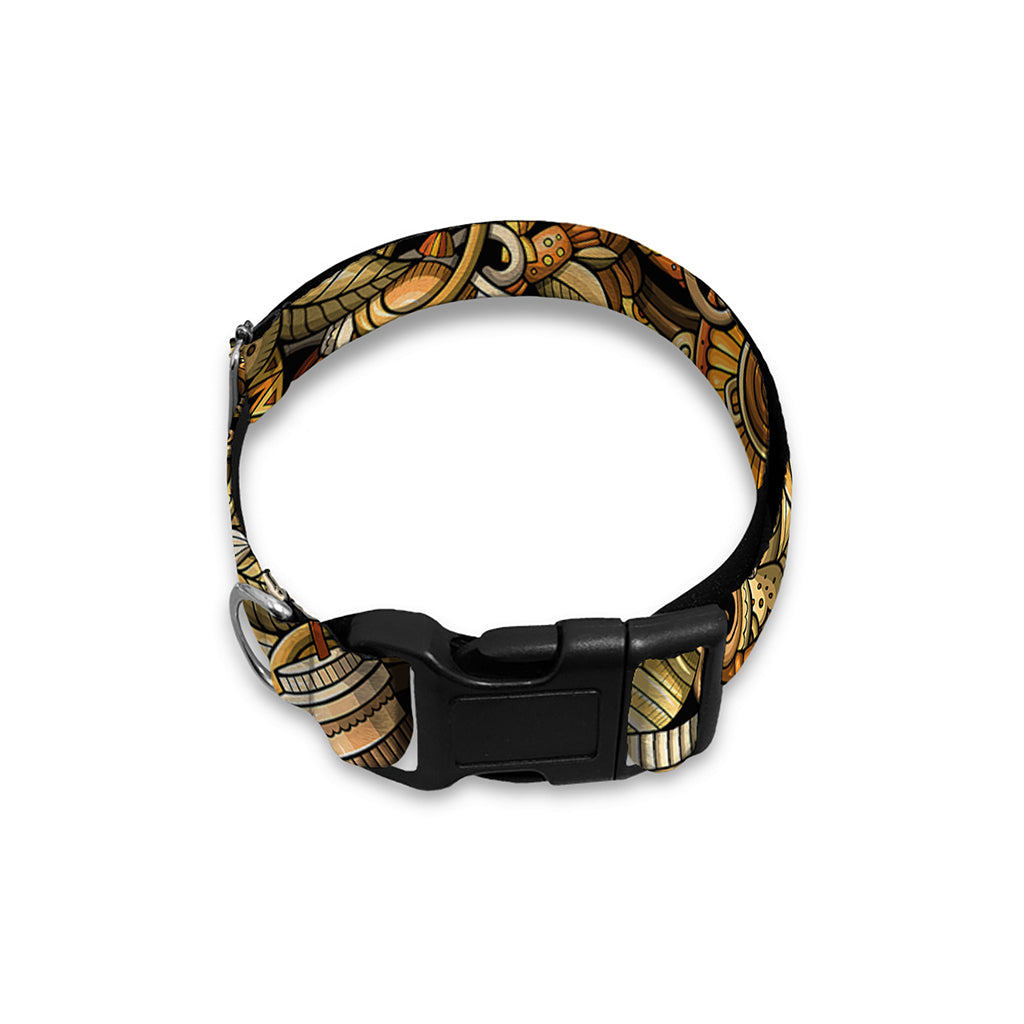 Coffee Drawing Pattern Print Dog Collar