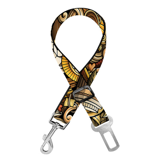 Coffee Drawing Pattern Print Dog Seat Belt