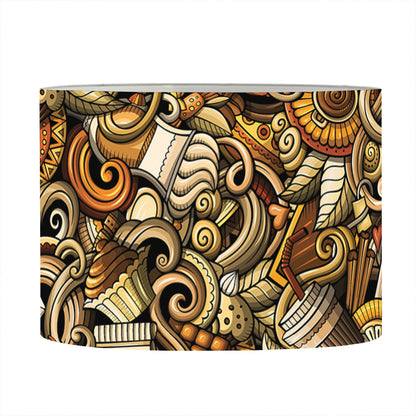 Coffee Drawing Pattern Print Drum Lamp Shade