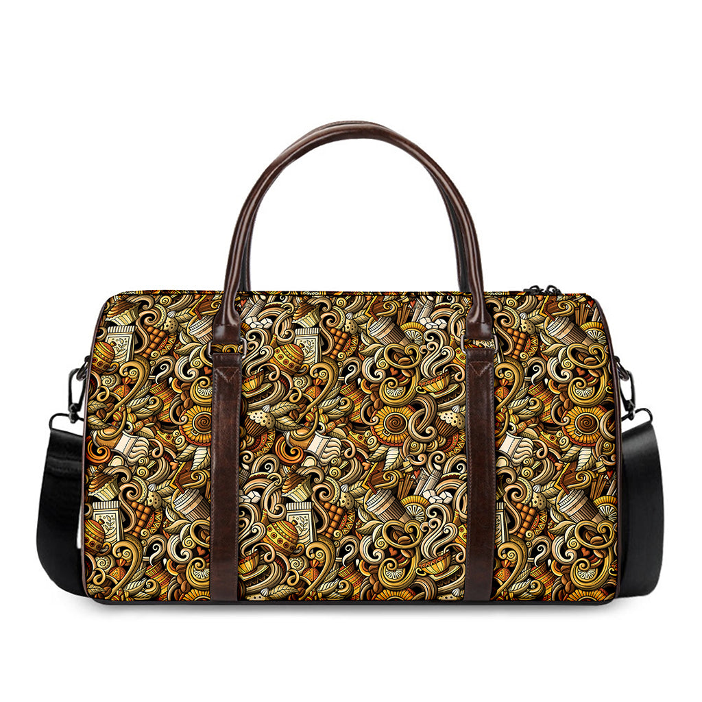 Coffee Drawing Pattern Print Duffle Bag