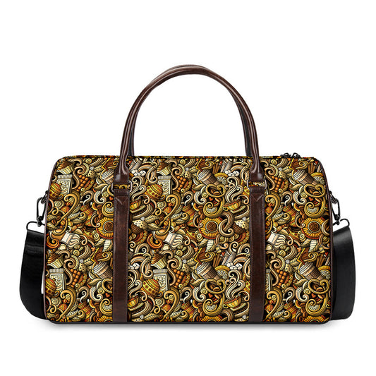 Coffee Drawing Pattern Print Duffle Bag