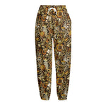 Coffee Drawing Pattern Print Fleece Lined Knit Pants