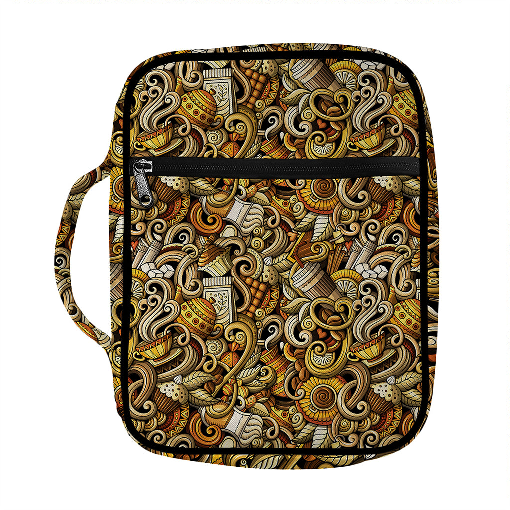 Coffee Drawing Pattern Print Front Pocket Bible Bag