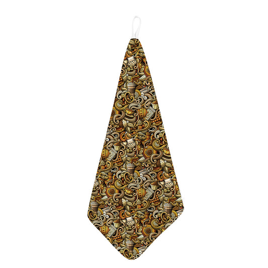 Coffee Drawing Pattern Print Hand Towel
