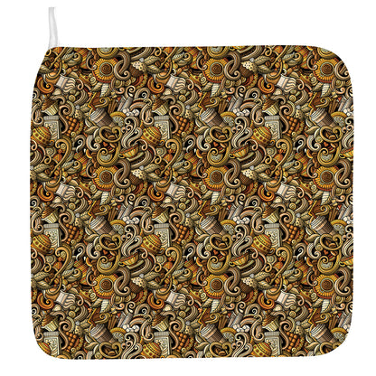 Coffee Drawing Pattern Print Hand Towel