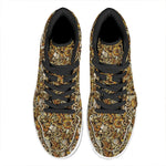 Coffee Drawing Pattern Print High Top Leather Sneakers