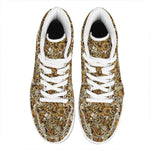 Coffee Drawing Pattern Print High Top Leather Sneakers