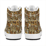 Coffee Drawing Pattern Print High Top Leather Sneakers