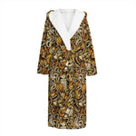 Coffee Drawing Pattern Print Hooded Bathrobe