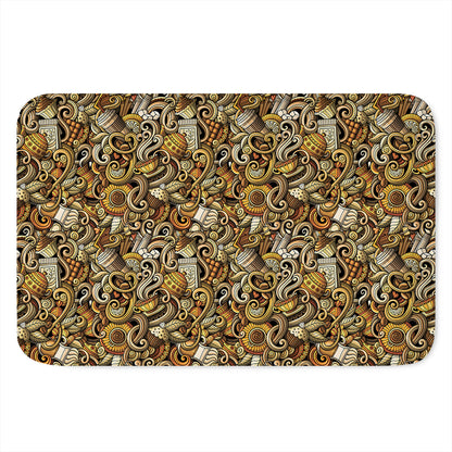 Coffee Drawing Pattern Print Indoor Door Mat